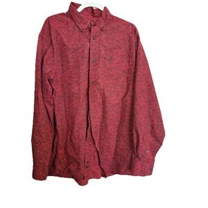 Ariat Mens Stretch Button Down Paisley Print Shirt SZ Xl Red Western Cowboy Core